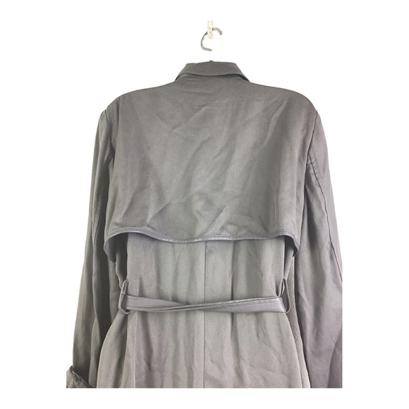 Badgley Mischka Angelina Lyocell Trench Coat Gray Women’s Size Large - Picture 11 of 15